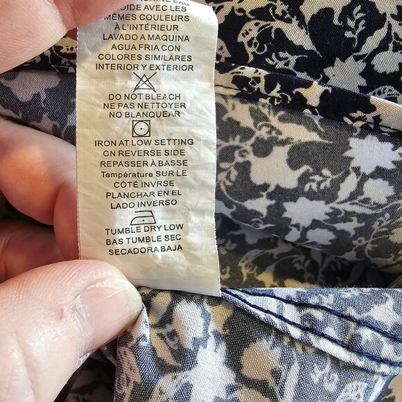 Tom Baine men's slim fit blue & white floral print button up shirt size L - Picture 13 of 13